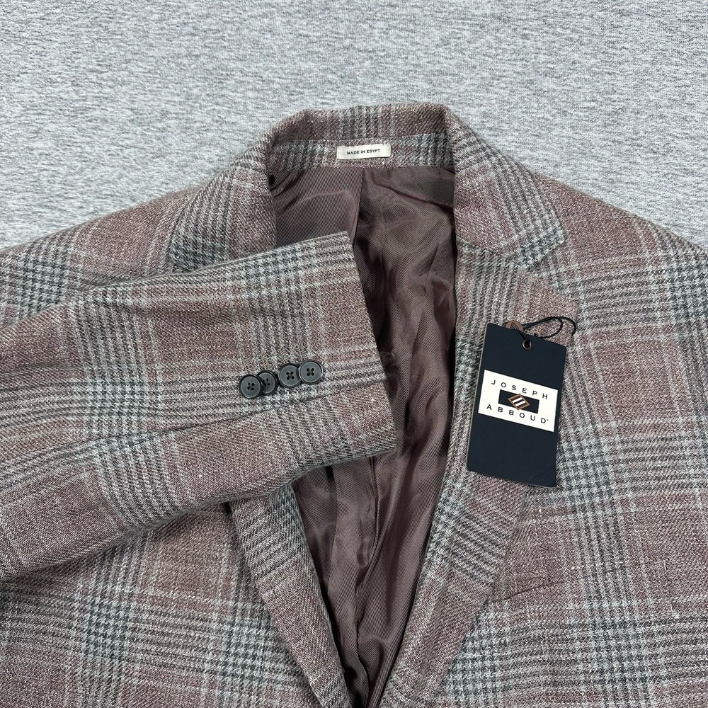 Joseph Abboud Blazer Mens 48R Plaid Linen Wool Drago Lanificio In Bella NEW